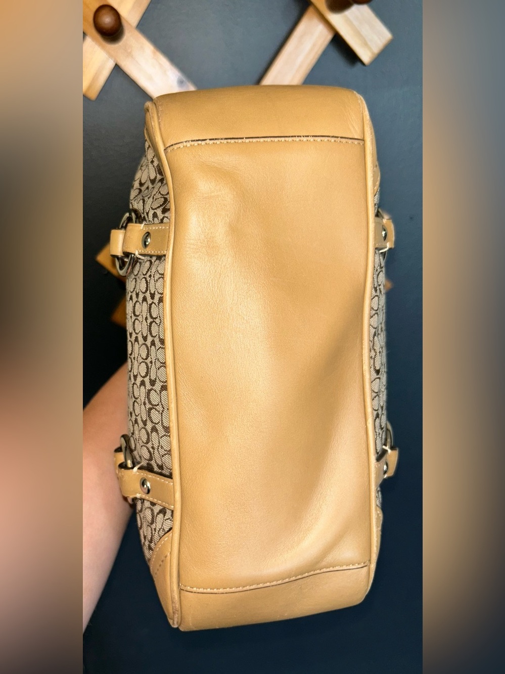 Coach Signature Jacquard Leather Gallery Shoulder Tote Bag Iconic Mini Kissing C - Picture 11 of 16